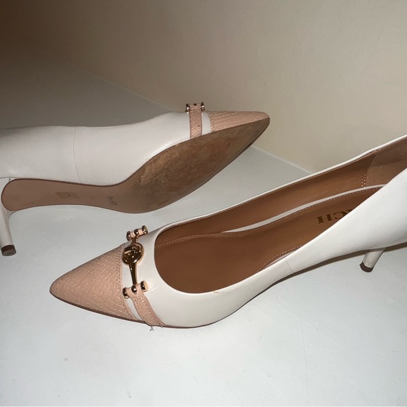 Coach Lauri white/beechwood horsebit kitty pumps size 10 - Picture 4 of 6
